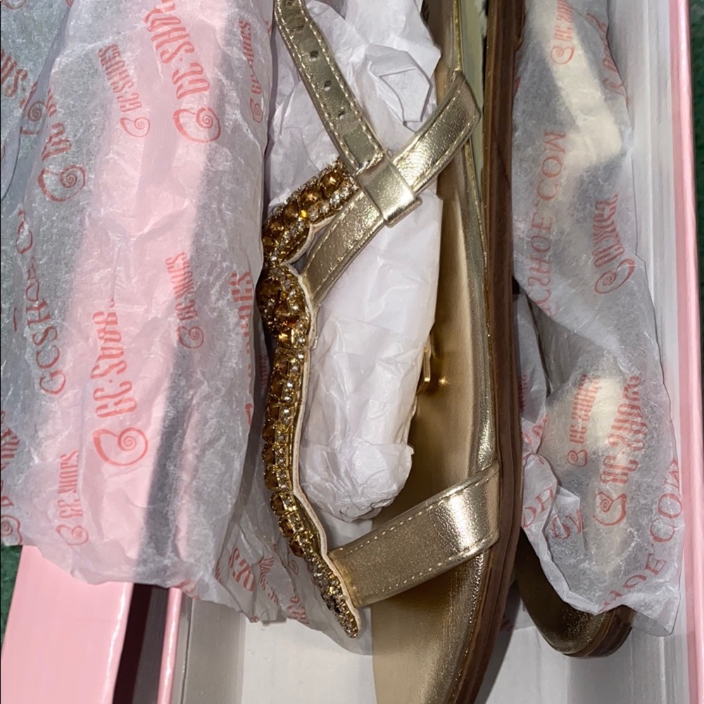 Casadei Gold Sandals with Ornate Buckle